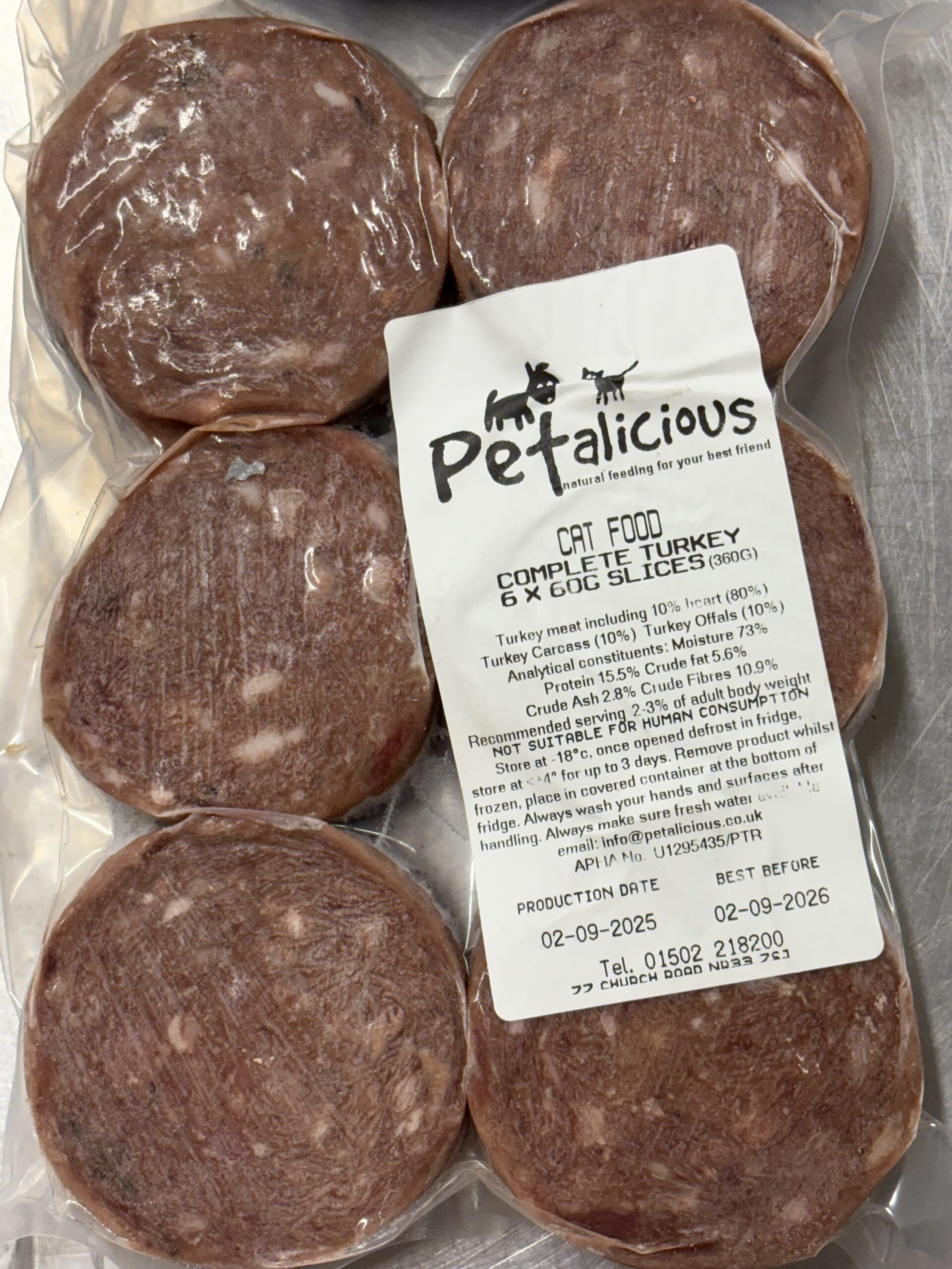 PETALICIOUS RAW 60G SLICES TURKEY Petalicious Turkey For Cats - Image 1